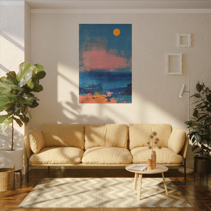 Colorful Abstract Moon Canvas Wall Art