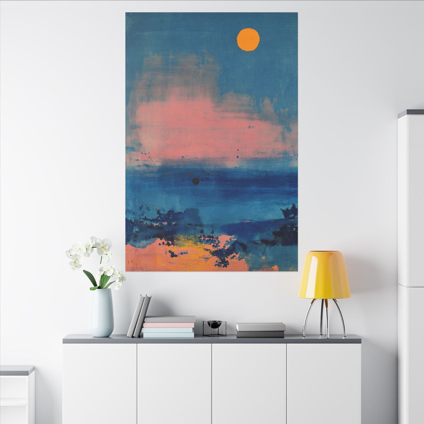 Colorful Abstract Moon Canvas Wall Art